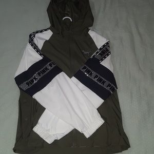 Vs Pink olive green bling anorak hoodie